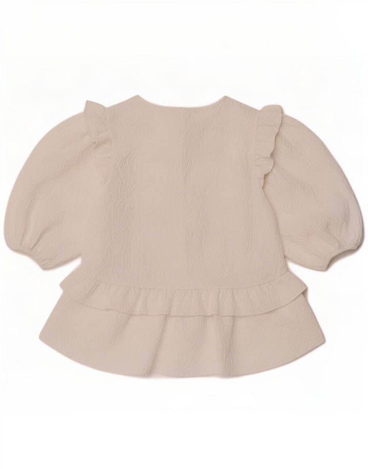 Zara γυναικεία μπλούζα 3/4 μανίκια UK 12 μεσαία λευκή πολυεστέρας