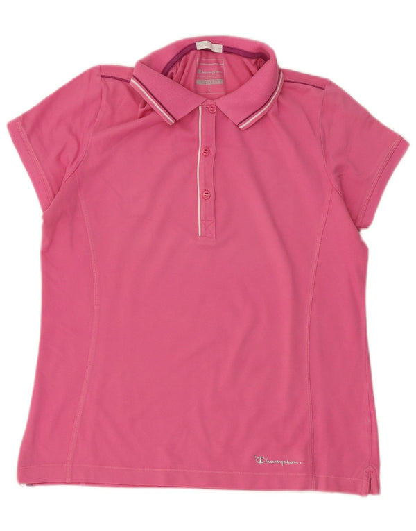 Champion Womens Easy Fit Polo Shirt UK 16 Large Pink