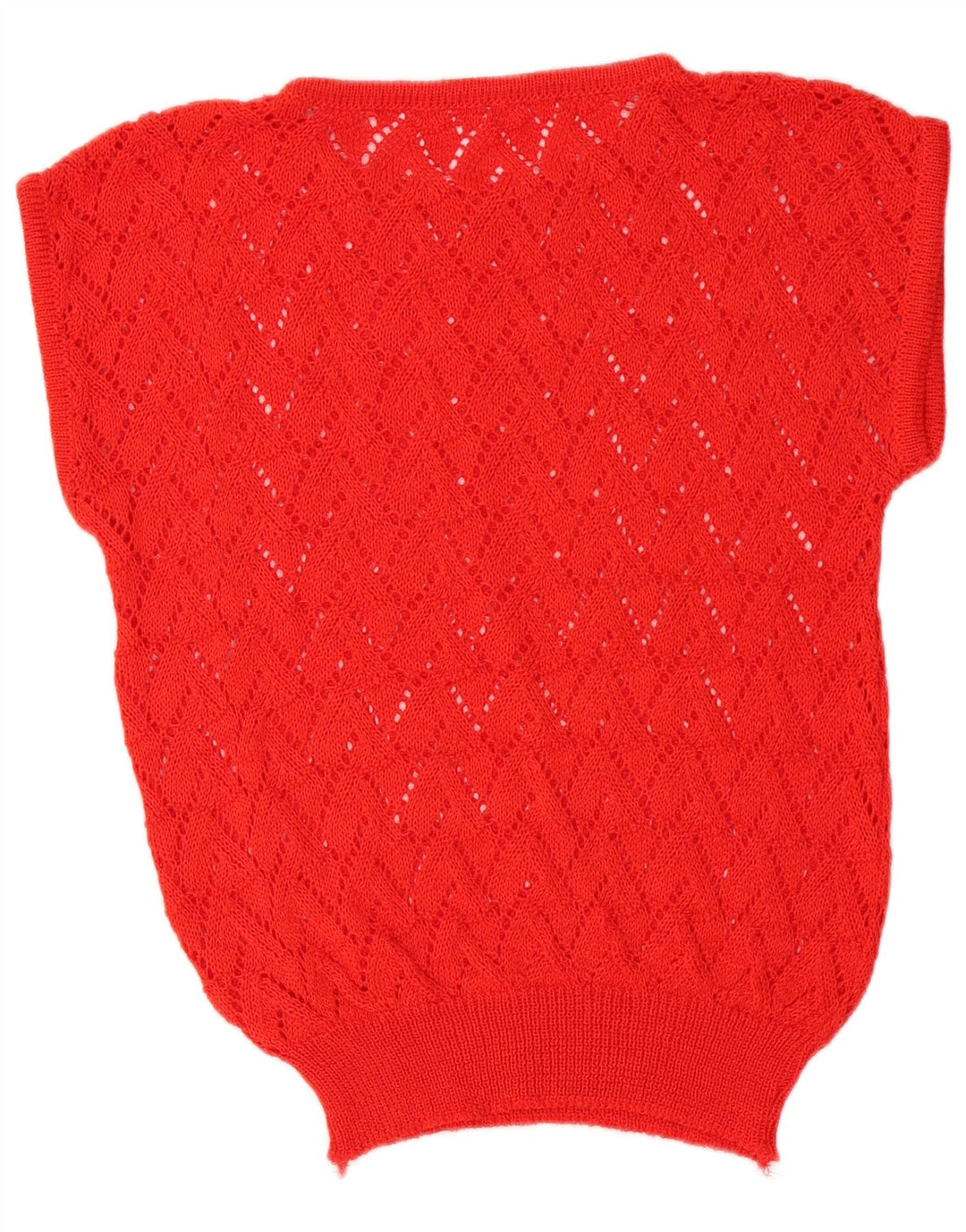 Vintage γυναικείο κοντομάνικο πουλόβερ με λαιμόκαυστο UK 14 Μεσαίο κόκκινο