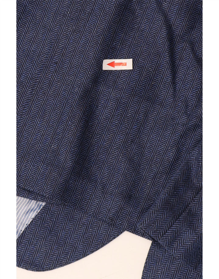 Guy Laroche Ανδρικό σακάκι 2 κουμπιών UK 42 XL Navy Blue ψαροκόκκαλο μετάξι
