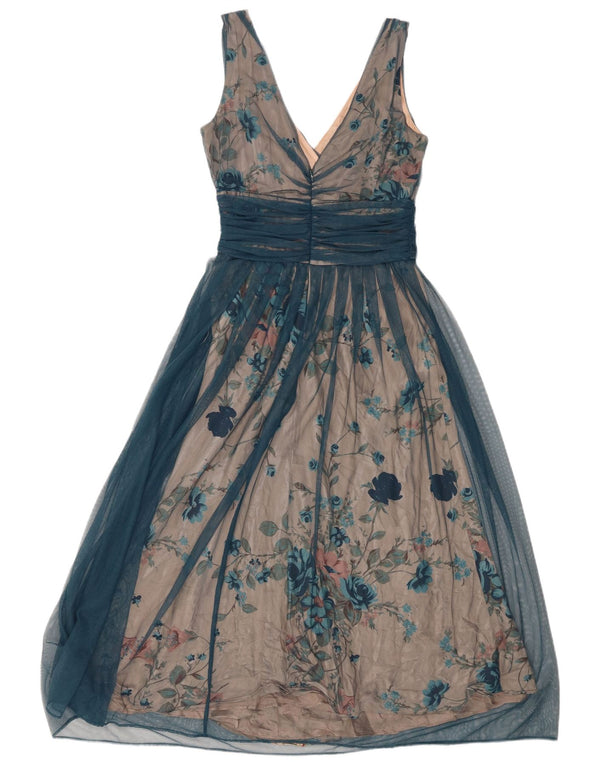 Coast γυναικείο αμάνικο Empire φόρεμα UK 10 Small Blue Floral Polyamide