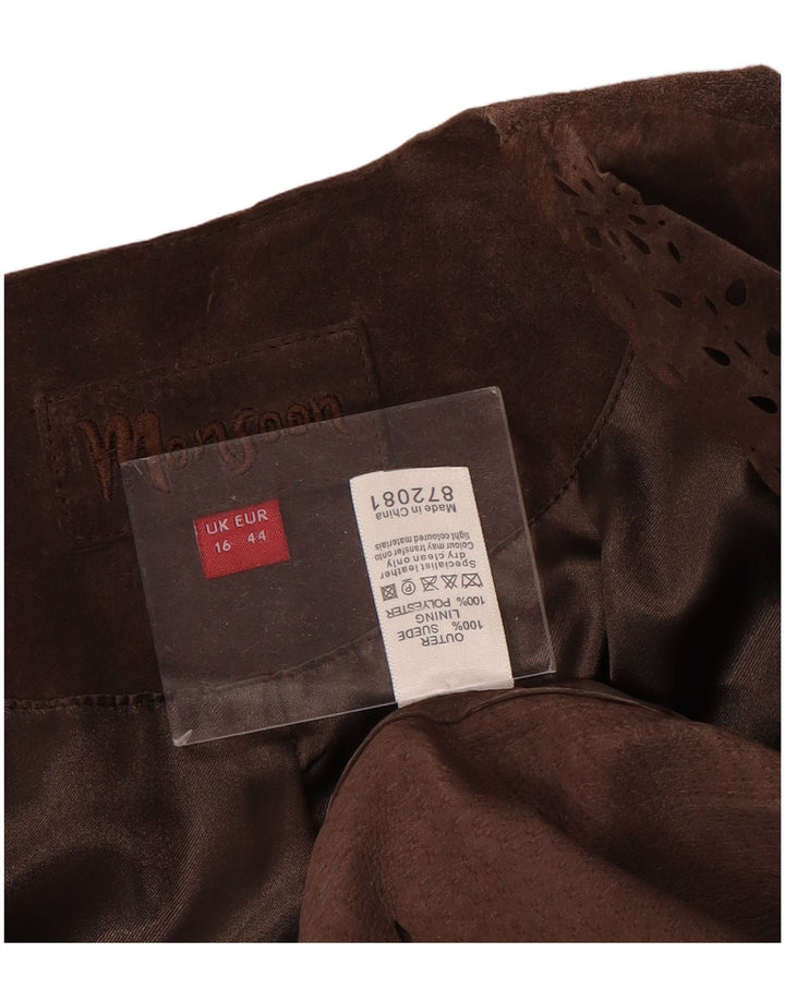 MONSOON Γυναικείο Open Suede Blazer Jacket UK 16 Large Brown Δερμάτινο