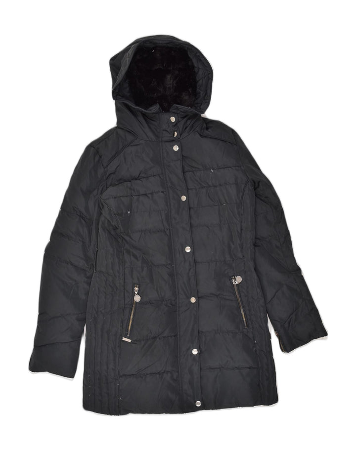 PEPE JEANS Womens Hooded Padded Coat UK 10 Small Black Polyester | Vintage PEPE Jeans | Thrift | Second-Hand PEPE Jeans | Used Clothing | Messina Hembry 
