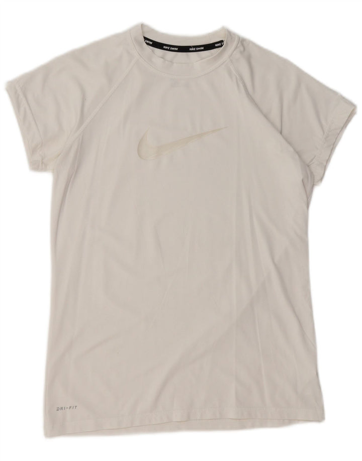 Γυναικείο γραφικό T-shirt NIKE Dri Fit Top 12 μεσαίου λευκού πολυεστέρα