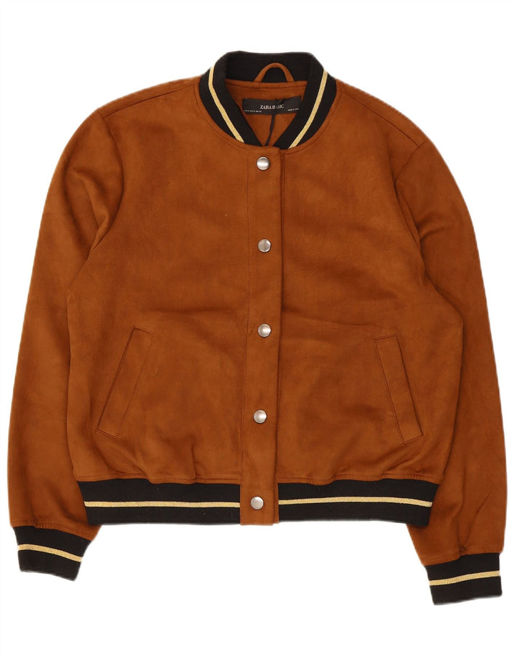 Zara Γυναικείο Bomber Jacket UK 14 Medium Brown Polyester