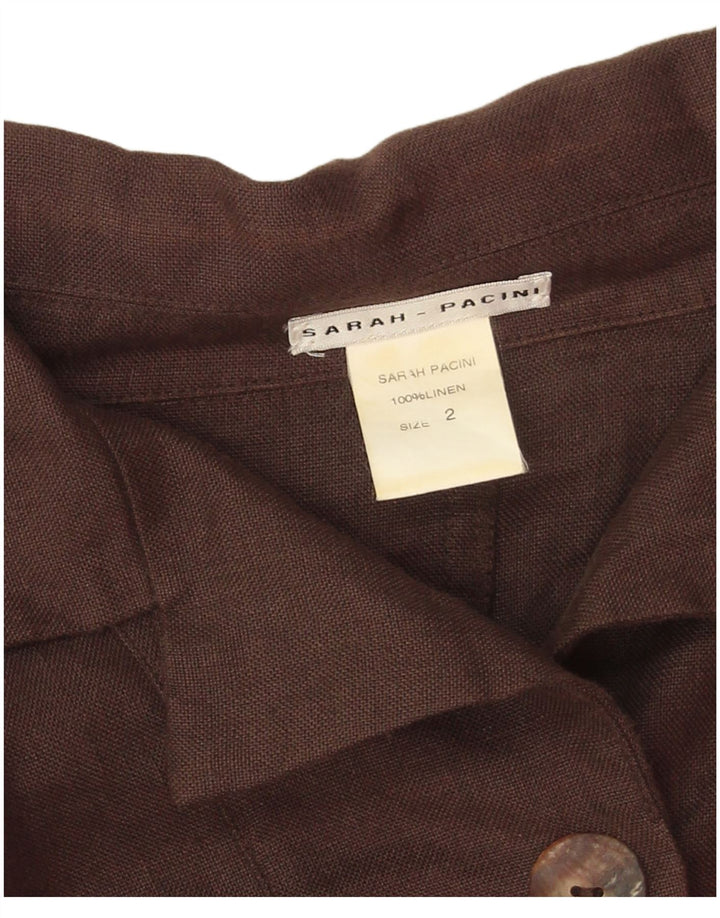 Sarah Pacini Γυναικείο Crop Oversized Bomber Jacket US 2 XS Brown λινό