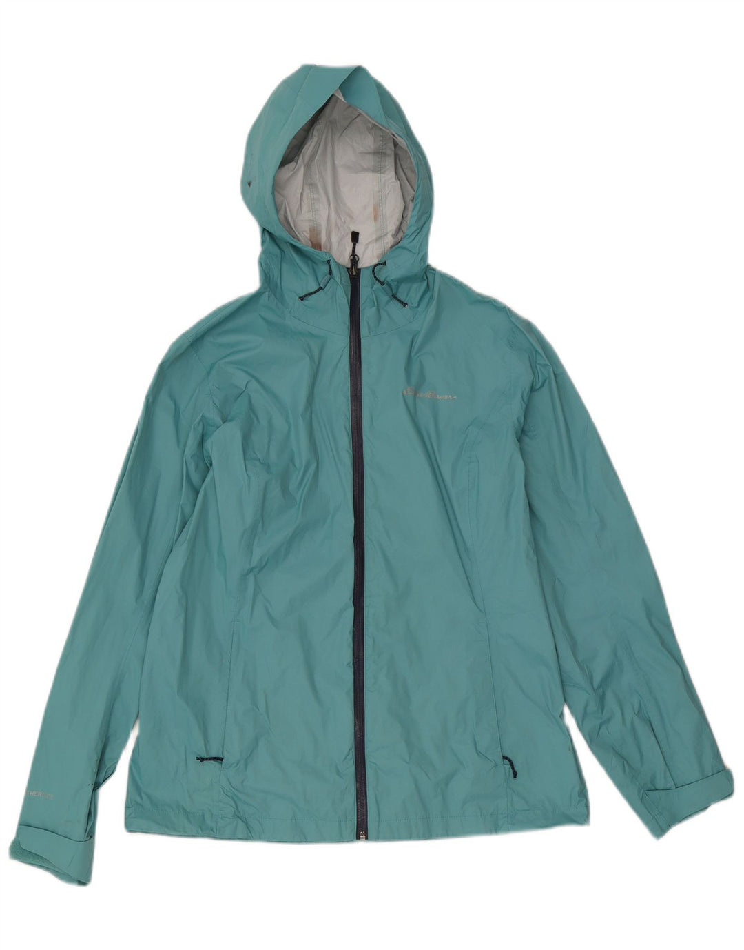 Γυναικείο μπουφάν βροχής με κουκούλα Eddie Bauer UK 14 Medium Blue Nylon