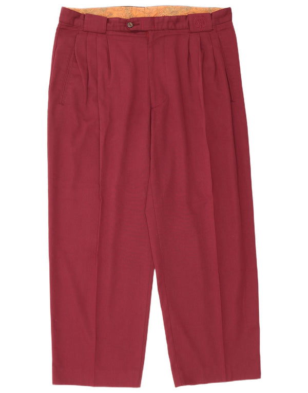 Vintage Ανδρικό Κοστούμι Παντελόνι IT 54 2XL W36 L29 Βουργουνδί Πολυεστέρας