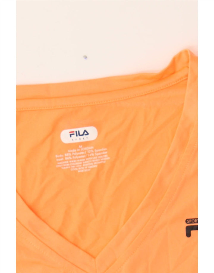 FILA Womens T-Shirt Top UK 12 Medium Orange Polyester Vintage Fila and Second-Hand Fila from Messina Hembry 