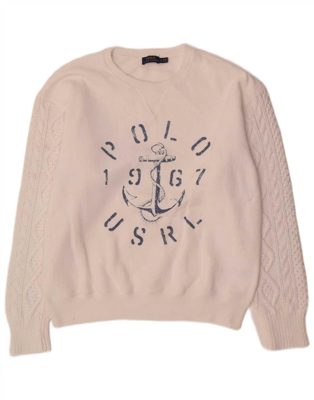 Ανδρικό γραφικό φούτερ Polo Ralph Lauren, μεσαίο λευκό βαμβακερό