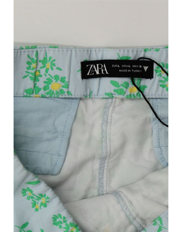 Zara Γυναικείο Hot Παντελόνι μεγάλο W30 Μπλε φλοράλ βισκόζη