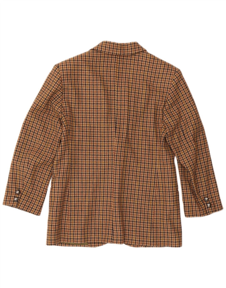 Vintage γυναικείο σακάκι με 2 κουμπιά σακάκι IT 44 μεσαίο καφέ μαλλί Houndstooth