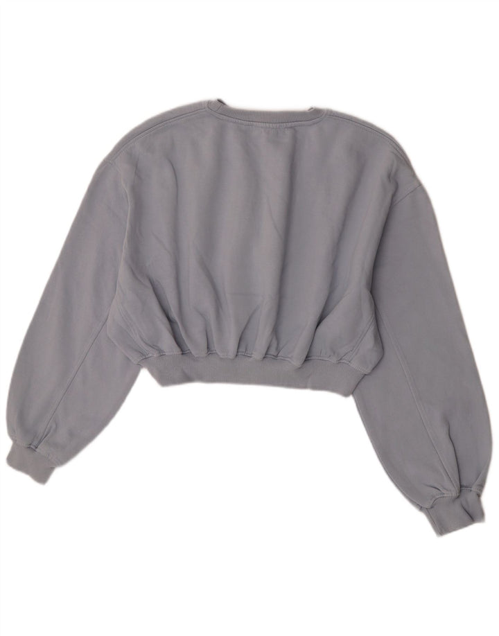 Zara Γυναικεία φούτερ Crop Jumper UK 14 Medium Grey Cotton