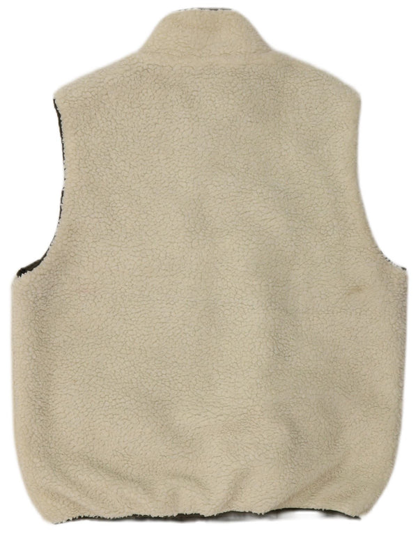 Bershka Mens Fleece Gilet UK 42 XL White Colourblock
