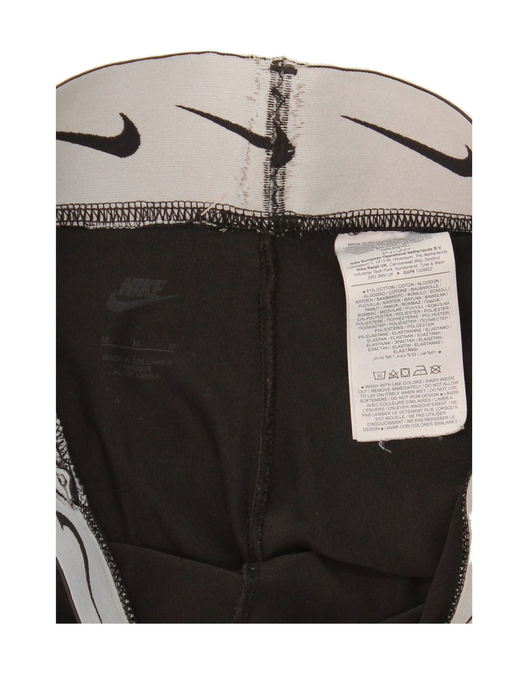 NIKE Womens Graphic Leggings UK 14 Medium  Black Cotton Vintage Nike and Second-Hand Nike from Messina Hembry 