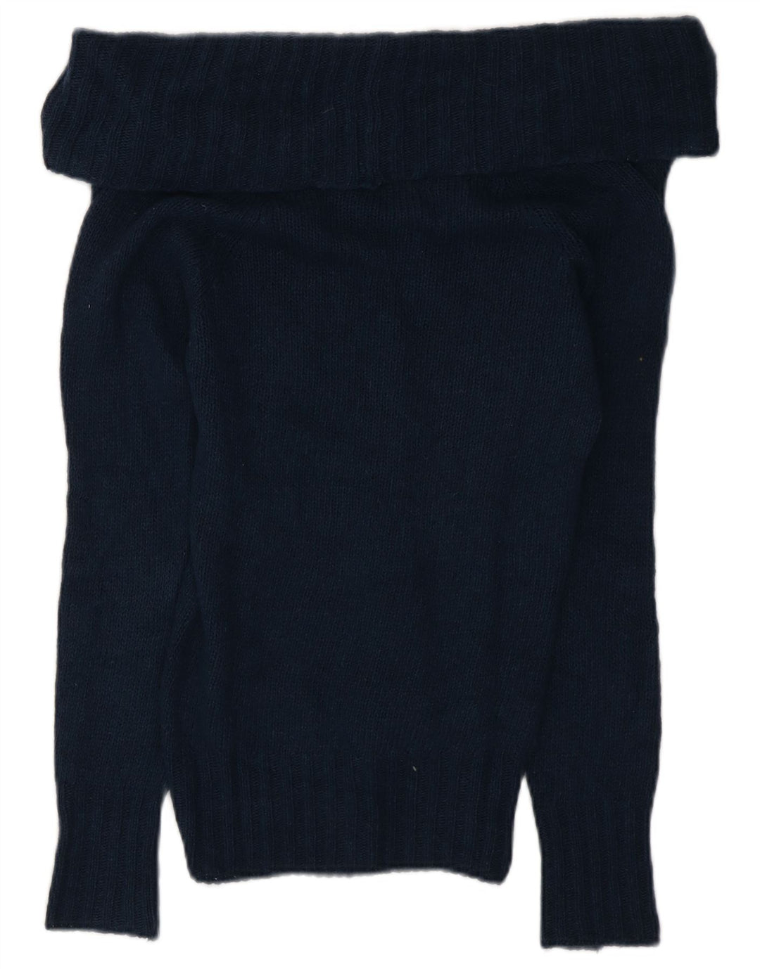 Massimo Dutti Γυναικείο πουλόβερ με ρολό λαιμόκοψη UK 10 Small Navy Blue Wool