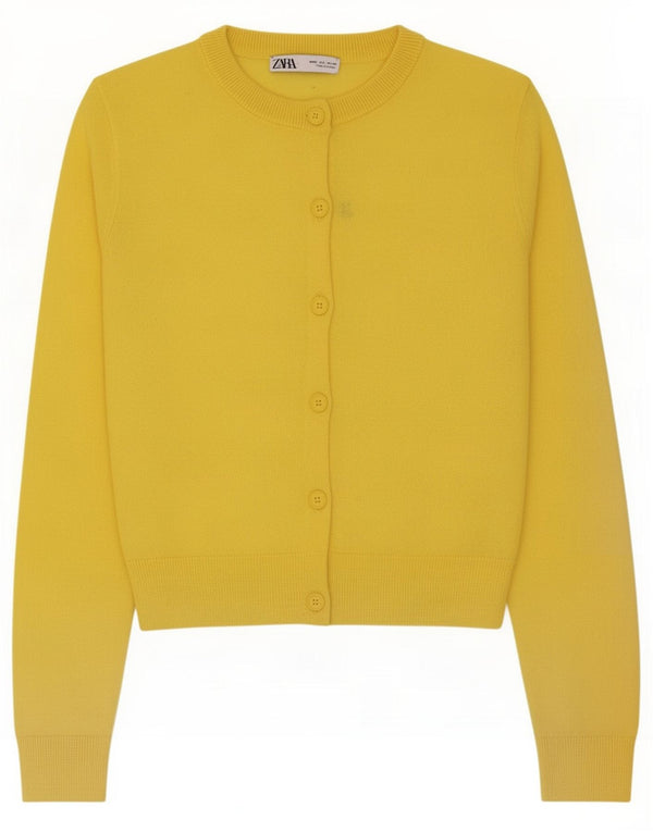 Zara Γυναικεία Ζακέτα Crop UK 10 Small Yellow Nylon