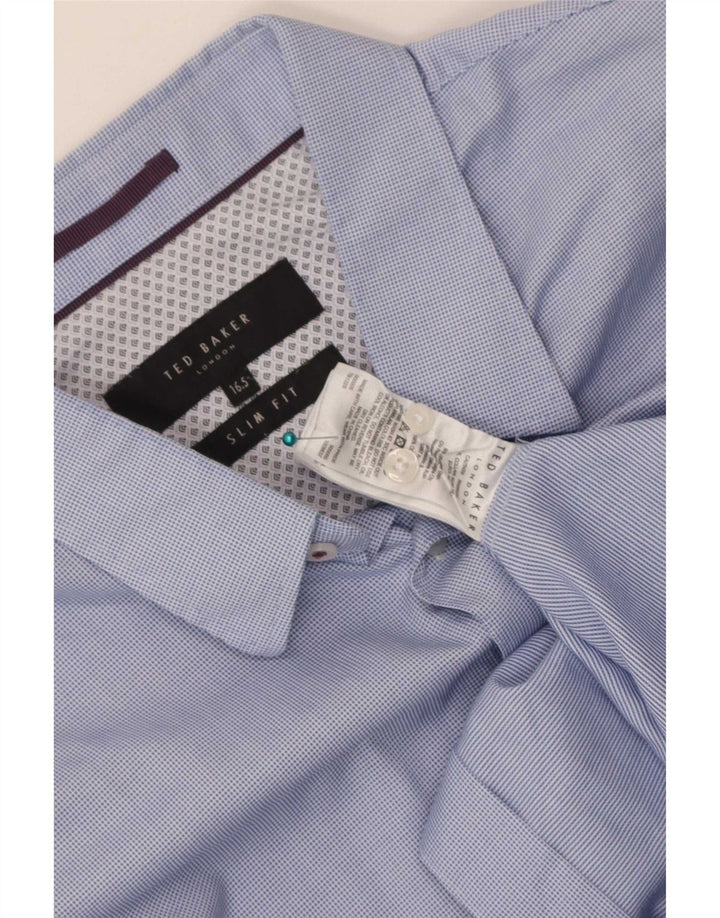 Ted Baker Ανδρικό πουκάμισο Slim Fit Μέγεθος 16 1/2 Large Blue Check Cotton