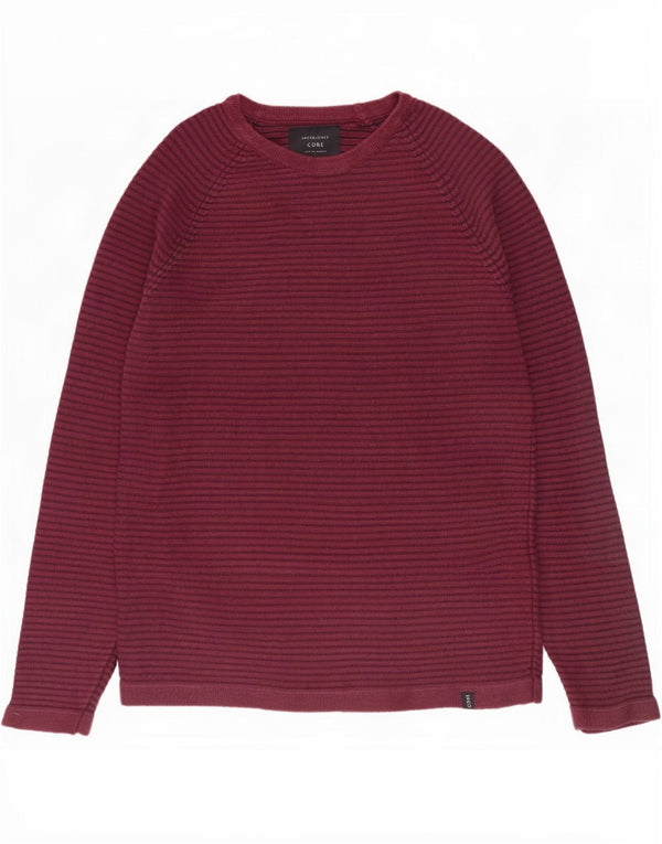 Jack & Jones Ανδρικό πουλόβερ με λαιμόκαυστο βαμβακερό μεσαίο μπορντό