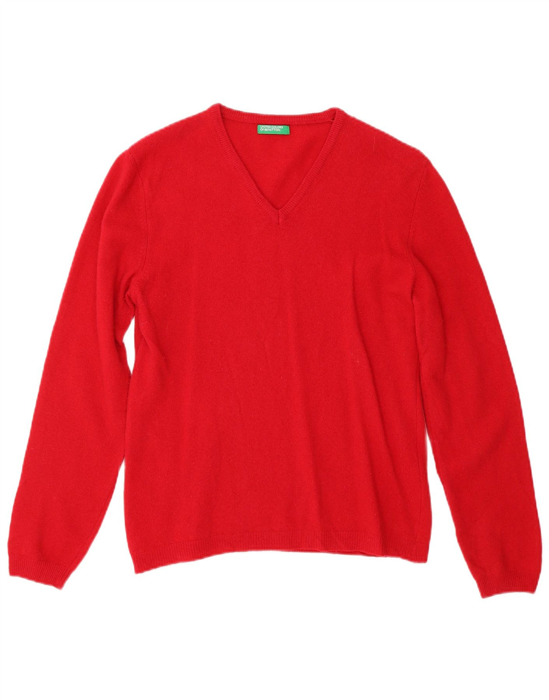 BENETTON Γυναικείο πουλόβερ με V λαιμόκοψη UK 10 Small Red