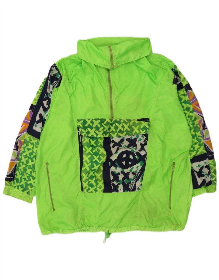 Vintage Ανδρικό Anorak Rain Jacket UK 40 Large Green Geometric Polyester