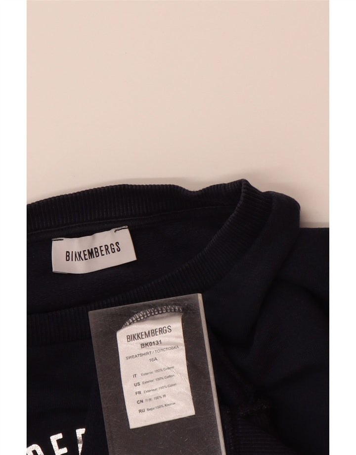 BIKKEMBERGS Γραφικό φούτερ για αγόρια πουκάμισο 15-16 ετών Ναυτικό μπλε βαμβακερό