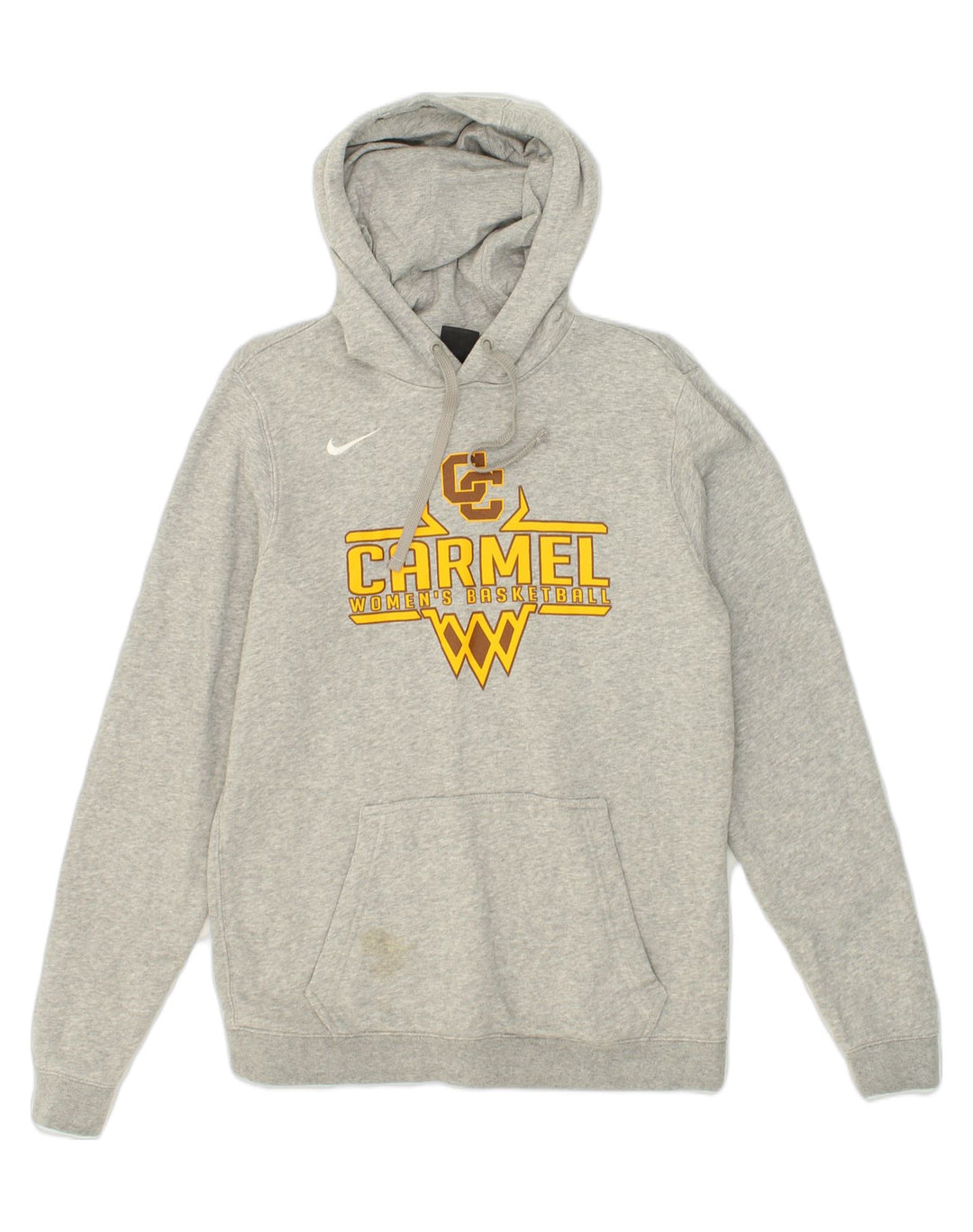NIKE Womens Graphic Hoodie Jumper UK 10 Small Grey Cotton | Vintage Nike | Thrift | Second-Hand Nike | Used Clothing | Messina Hembry 
