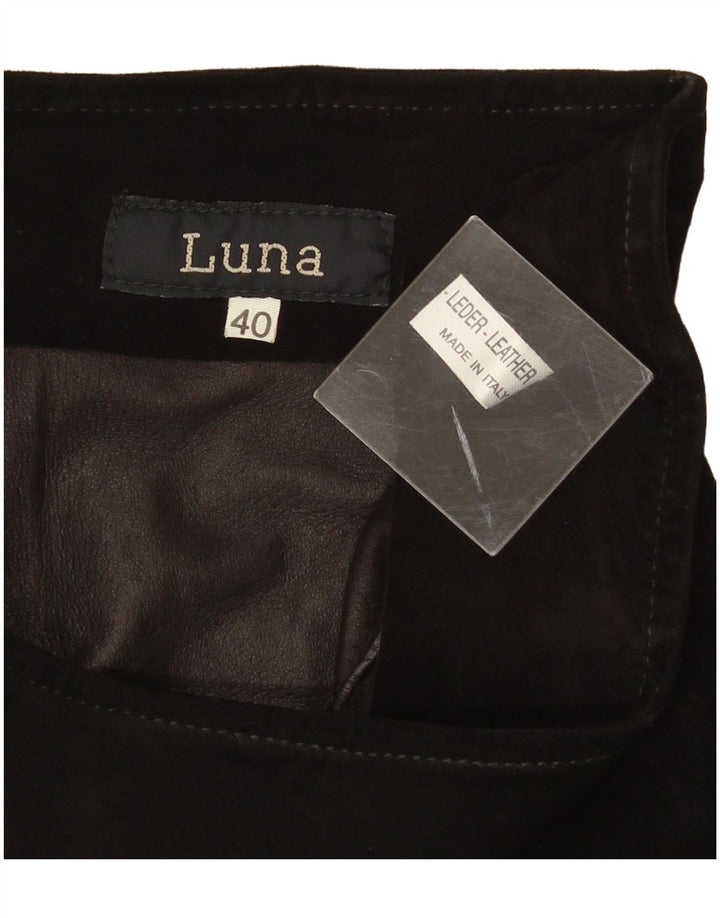 Luna Γυναικεία Suede Wrap Φούστα IT 40 Small W26 Μαύρο Δερμάτινο