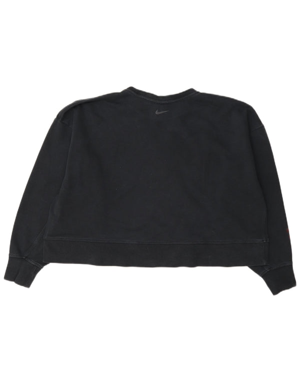 Γυναικείο γραφικό φούτερ Nike Dri Fit Crop Jumper UK 16 Large Navy Blue