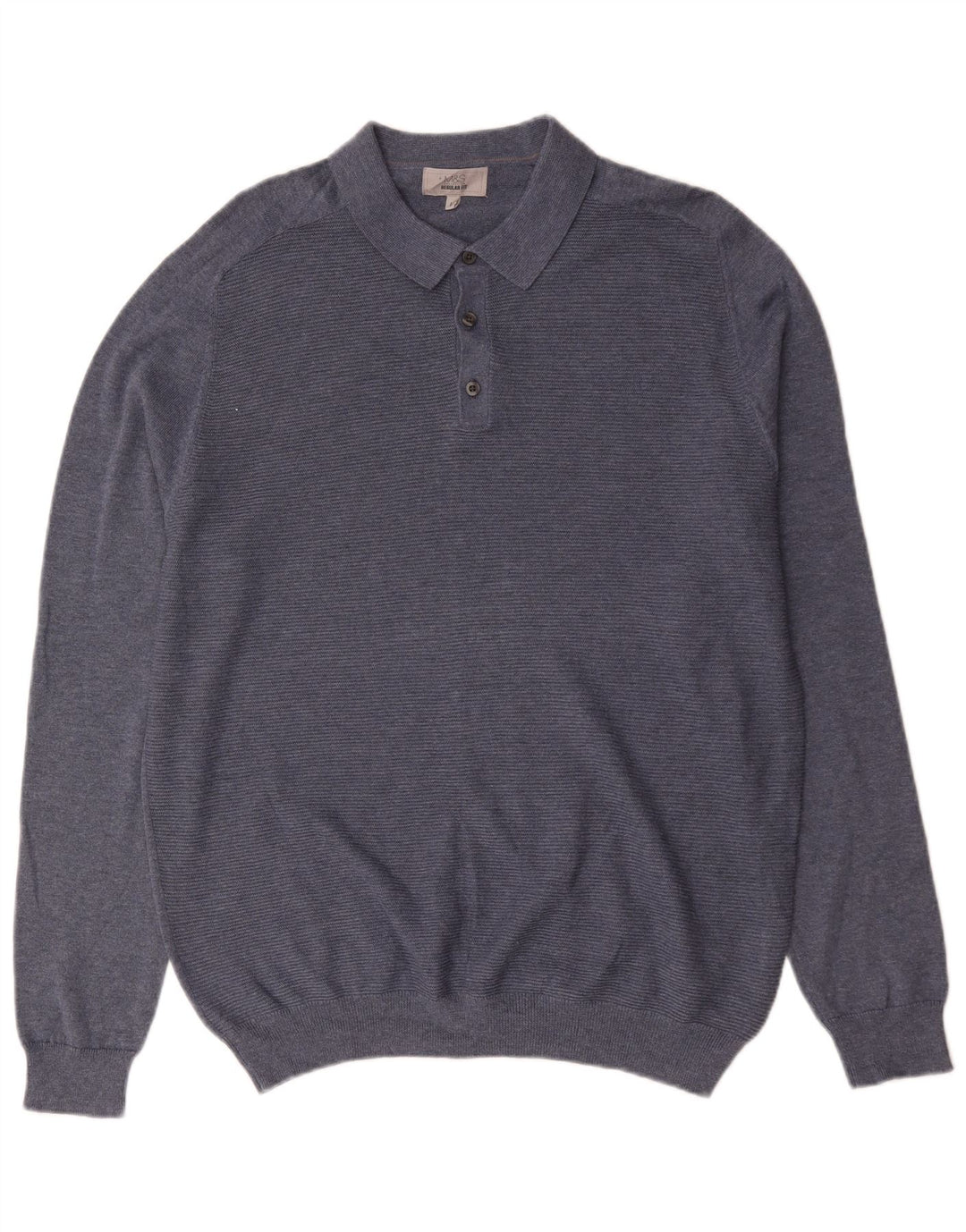 Marks & Spencer Ανδρικό πουλόβερ με κανονική εφαρμογή Polo Neck Jumper μεγάλο μπλε βαμβακερό