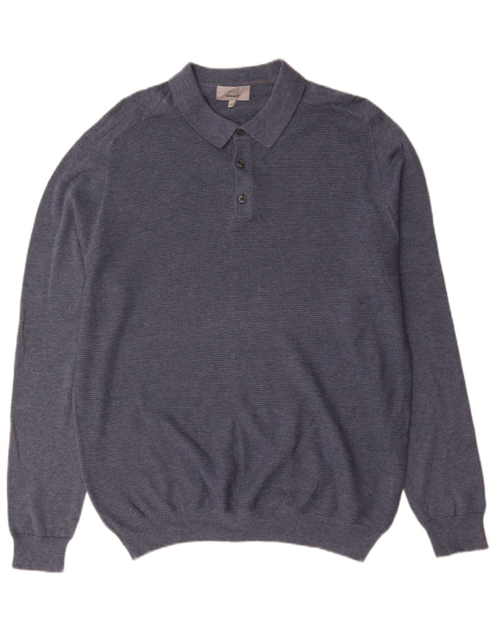 Marks & Spencer Ανδρικό πουλόβερ με κανονική εφαρμογή Polo Neck Jumper μεγάλο μπλε βαμβακερό