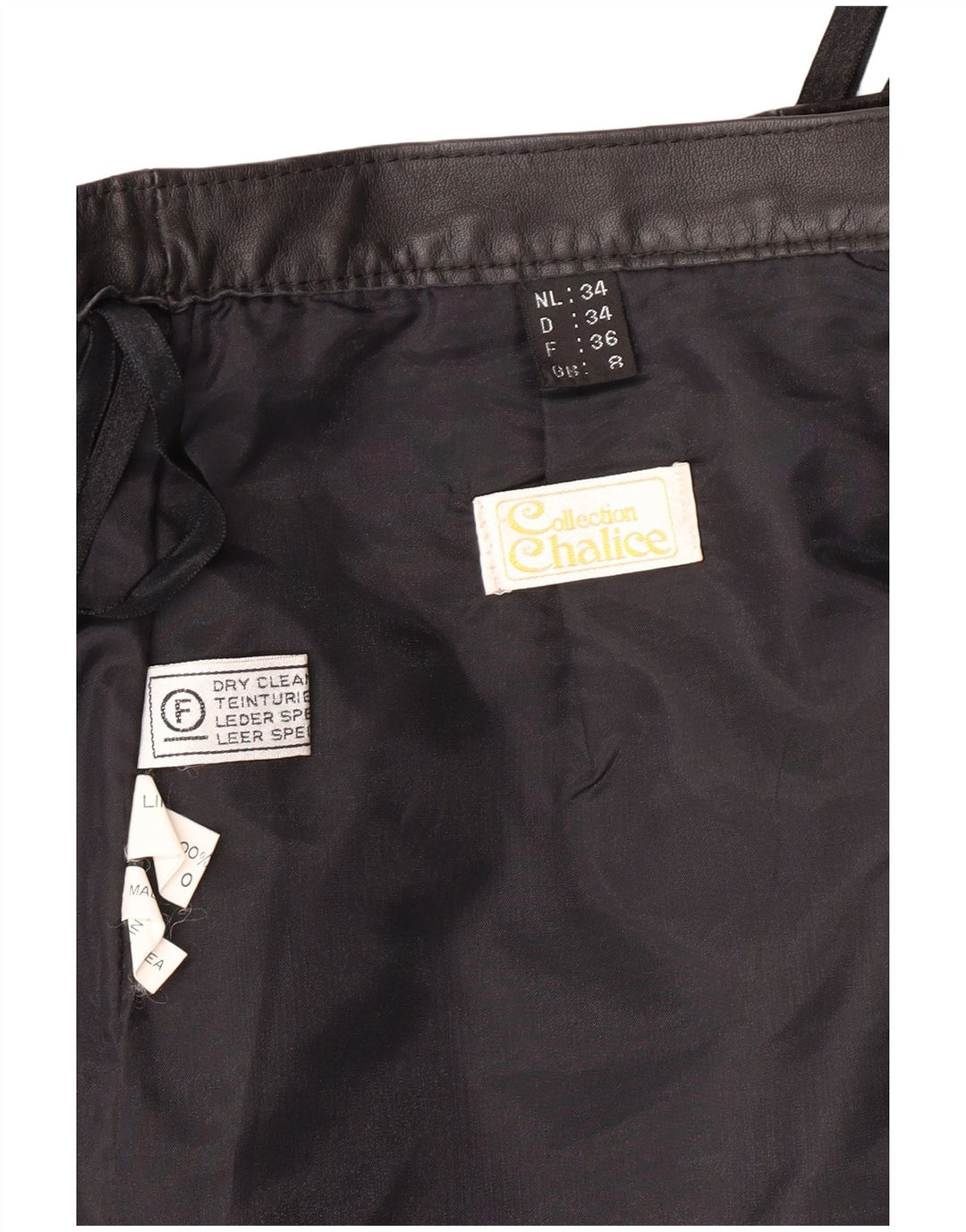CHALICE Γυναικεία Ψηλόμεση Δερμάτινη Φούστα UK 8 Small W24 Μαύρη Δερμάτινη