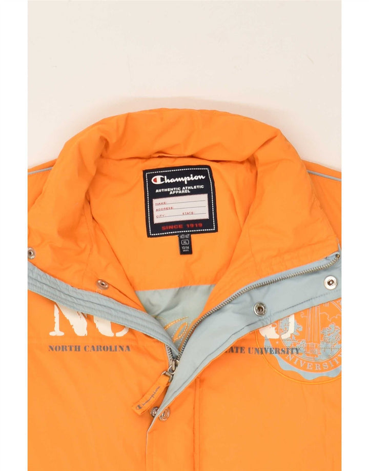 CHAMPION Boys Graphic Padded Jacket 13-14 Years XL Orange Polyester Vintage Champion and Second-Hand Champion from Messina Hembry 