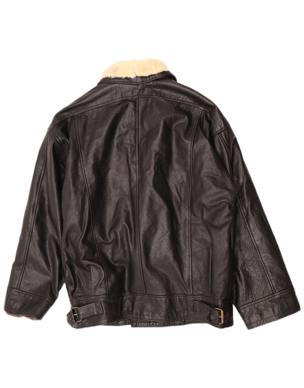 Vintage Ανδρικό Δερμάτινο Μπουφάν IT 50 Medium Black Colourblock