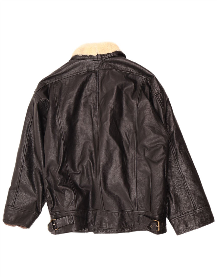 Vintage Ανδρικό Δερμάτινο Μπουφάν IT 50 Medium Black Colourblock
