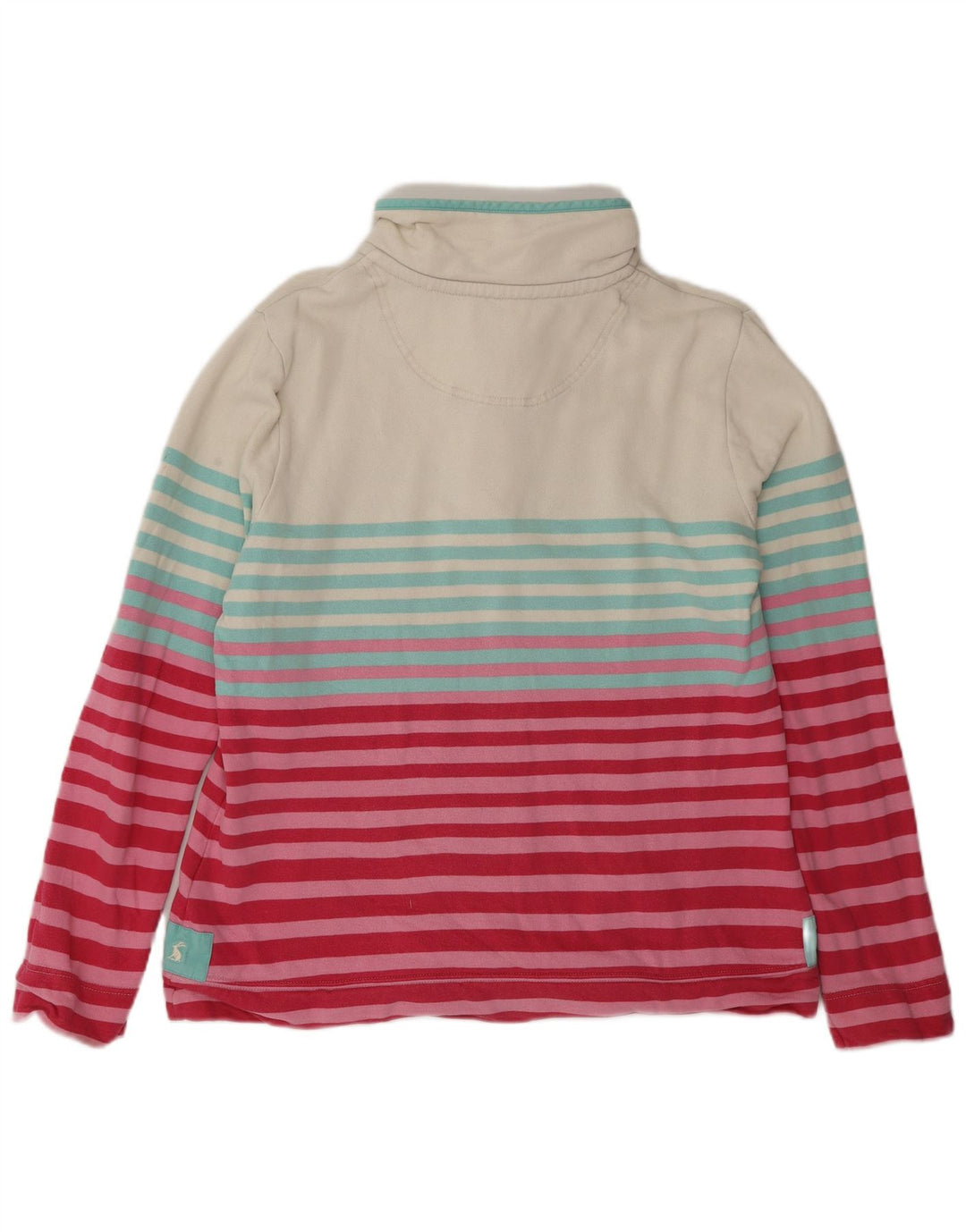 Joules Γυναικεία φούτερ με λαιμόκοψη με κουμπιά Jumper UK 14 Μεγάλο ροζ βαμβακερό ριγέ