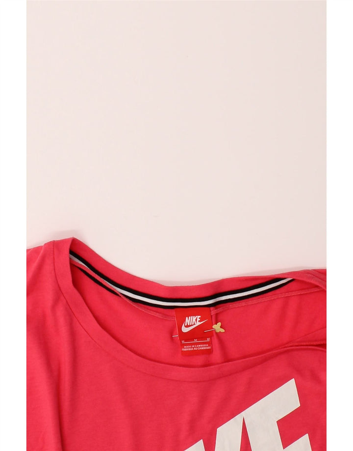 NIKE Womens Oversized Graphic T-Shirt Top UK 14 Medium Pink Polyester Vintage Nike and Second-Hand Nike from Messina Hembry 