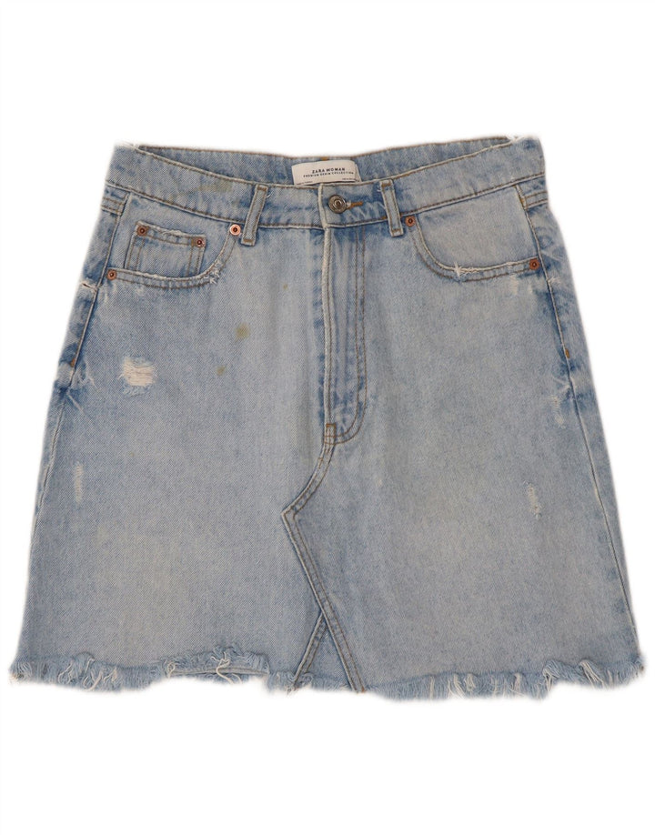 Zara Γυναικεία Μίνι Τζιν Φούστα Μεσαία W28 Μπλε Βαμβακερή
