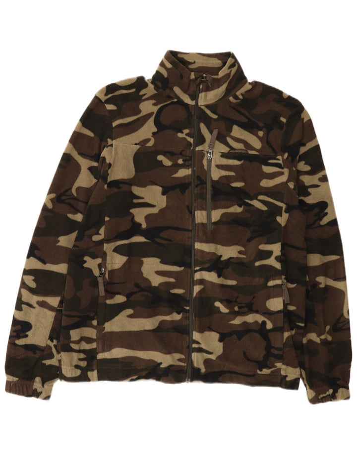 Decathlon Ανδρικό Fleece Jacket UK 40 Large Brown Camouflage Polyester