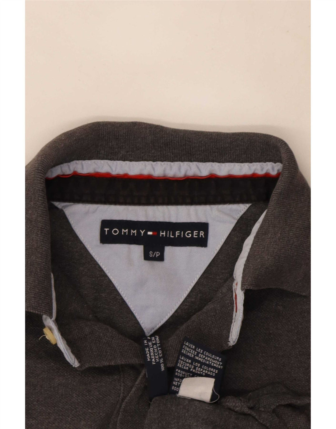 Ανδρικό πουκάμισο πόλο Tommy Hilfiger Μικρό γκρι βαμβακερό