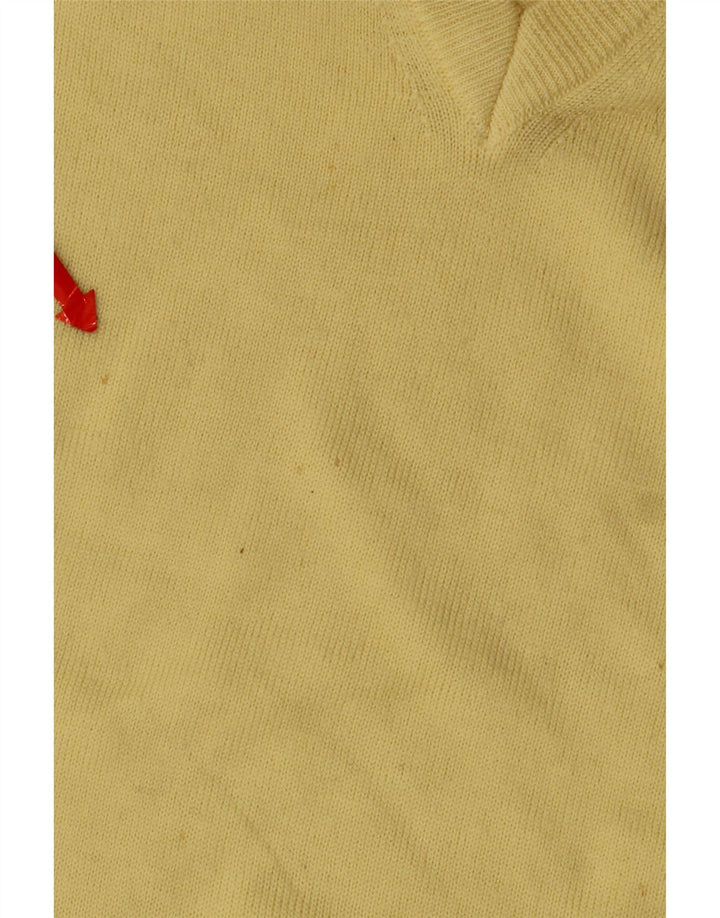 Erin Ανδρικό πουλόβερ με λαιμόκοψη με λαιμόκοψη σε μεγάλο κίτρινο παρθένο μαλλί