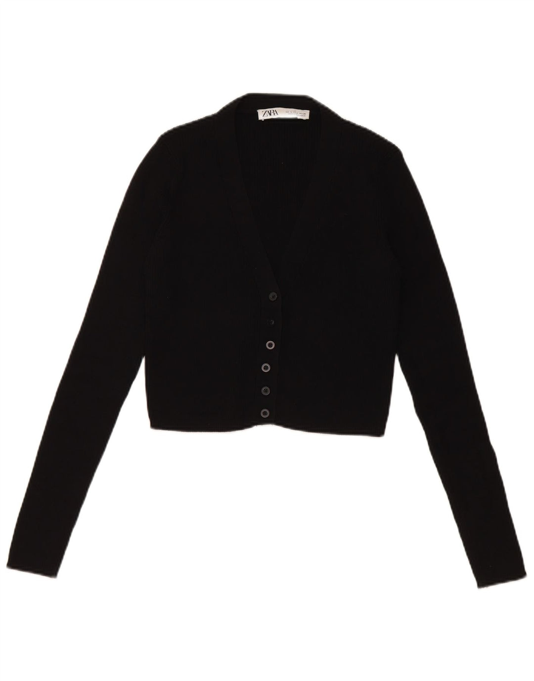 Zara Γυναικεία Ζακέτα Crop UK 8 Small Black