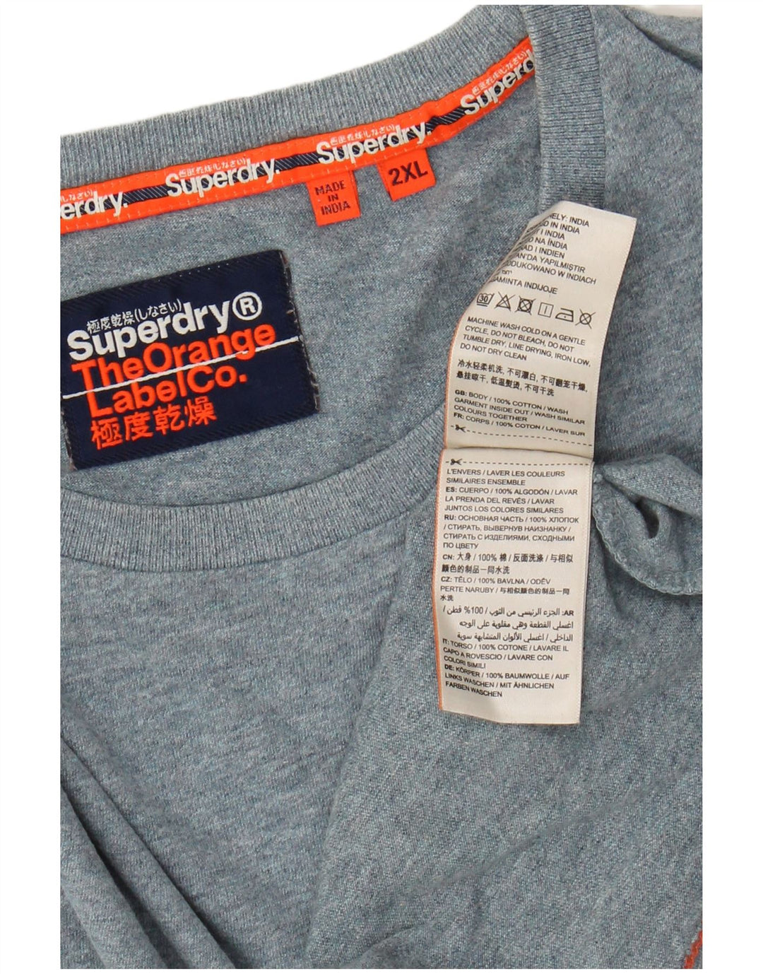 Ανδρικό T-Shirt SUPERDRY Top 2XL από βαμβακερό μπλε φλύκταινα