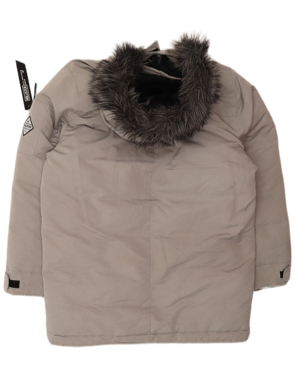 HOLLISTER Ανδρικό μπουφάν με κουκούλα UK 40 Large Grey Polyester