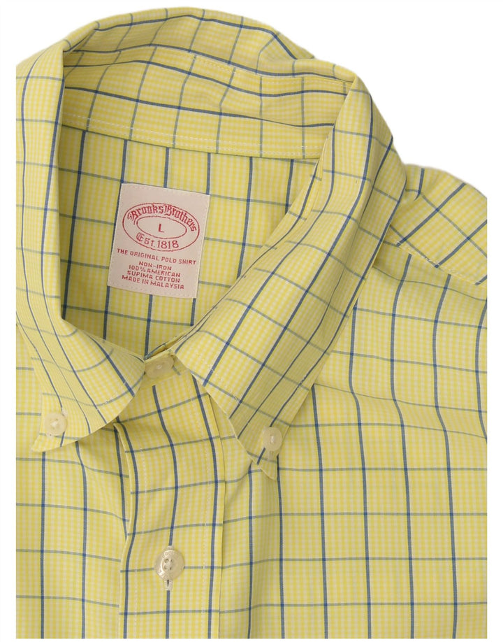 Brooks Brothers Ανδρικό πουκάμισο μεγάλο κίτρινο βαμβακερό καρό