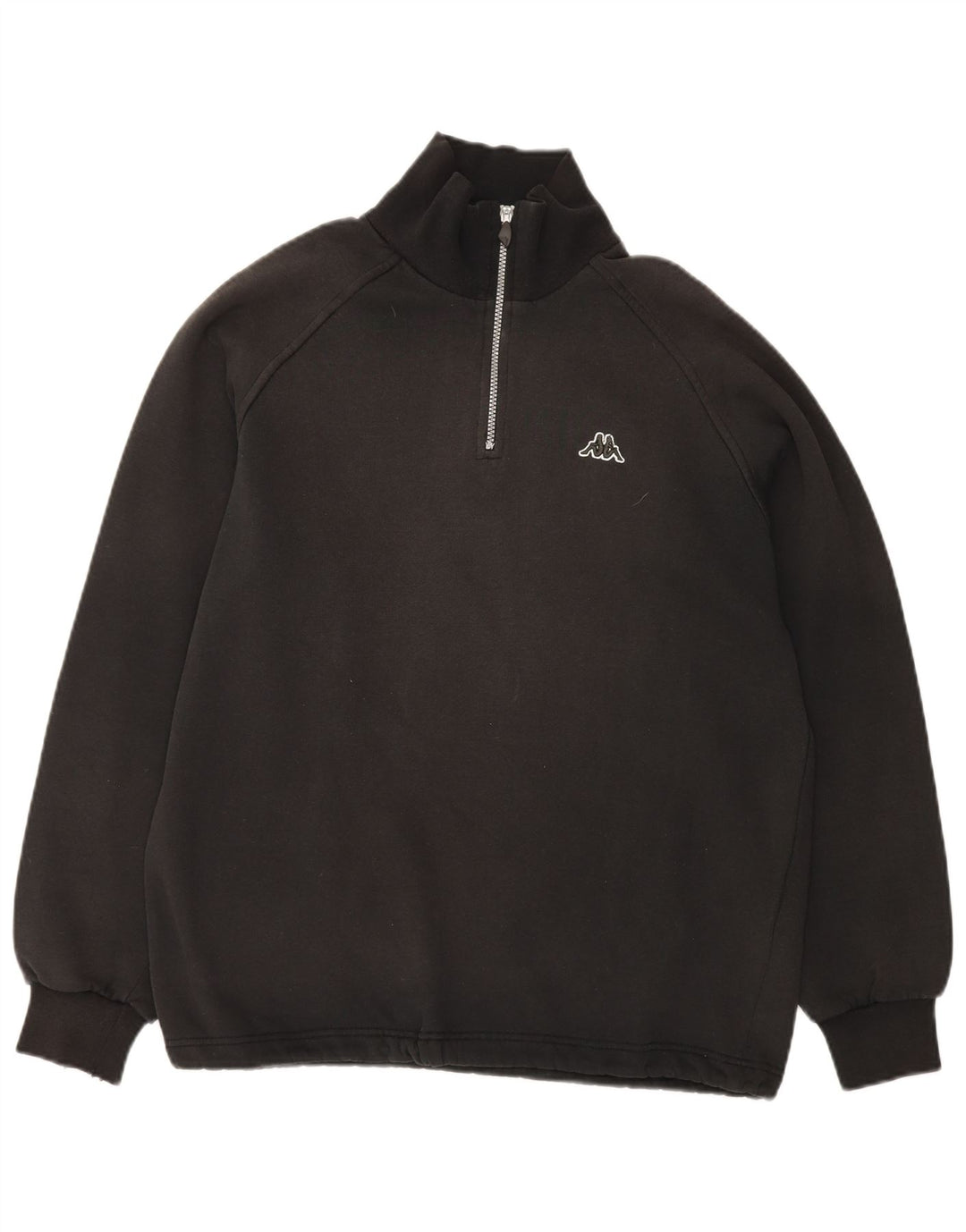 KAPPA Mens Zip Neck Sweatshirt Jumper Large Black Cotton