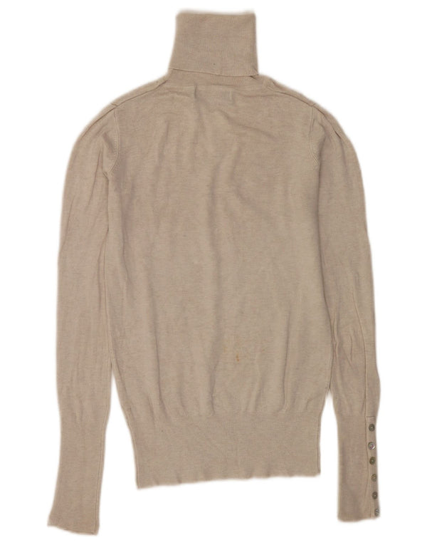Zara Γυναικείο πουλόβερ με ρολό λαιμόκοψη UK 10 Small Beige Rayon