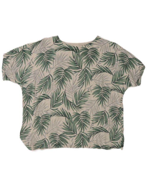 Fat Face Γυναικείο T-Shirt Top UK 12 Μεσαίο πράσινο φλοράλ βαμβακερό