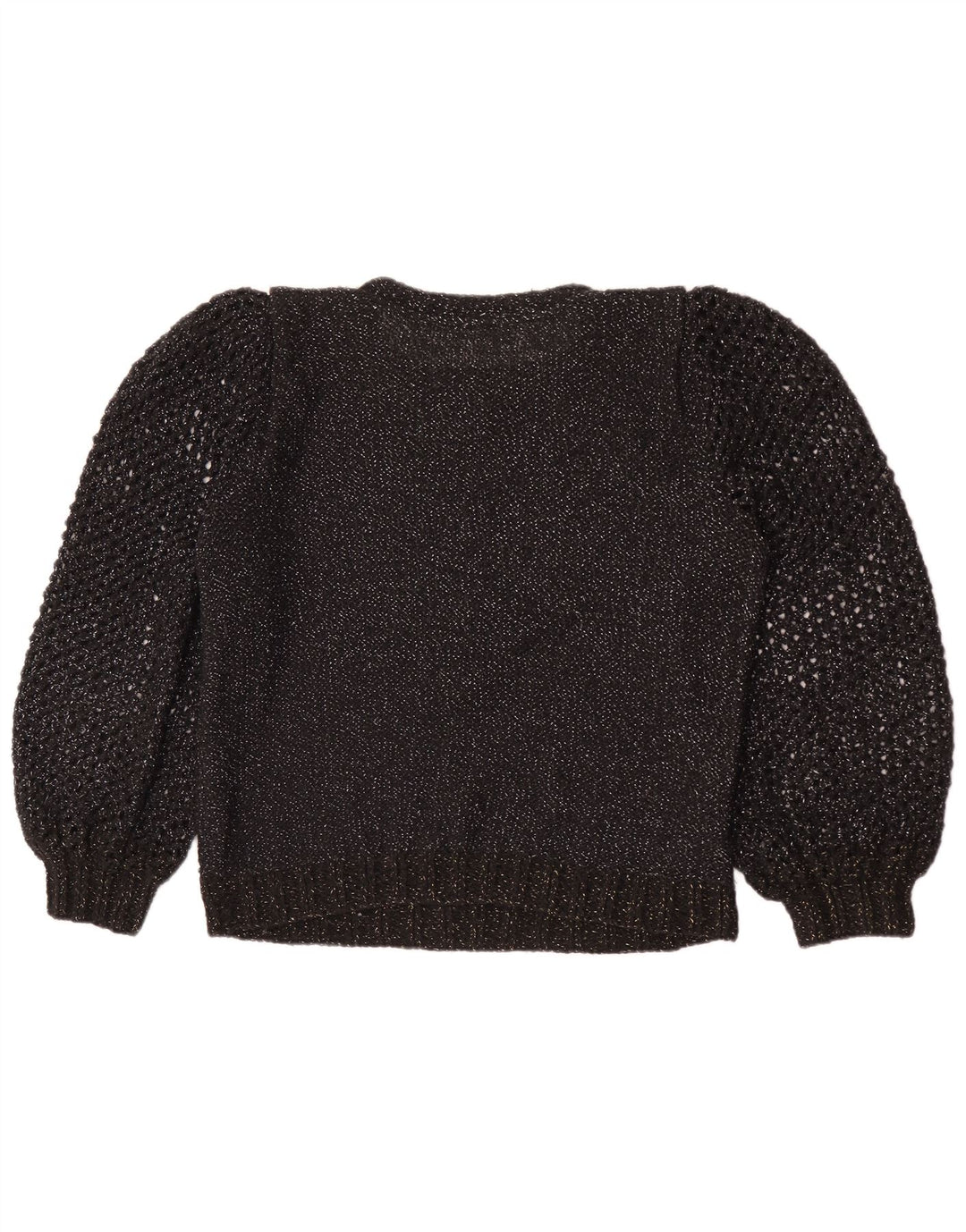 Vintage γυναικείο πουλόβερ με λαιμόκοψη UK 12 Medium μαύρο