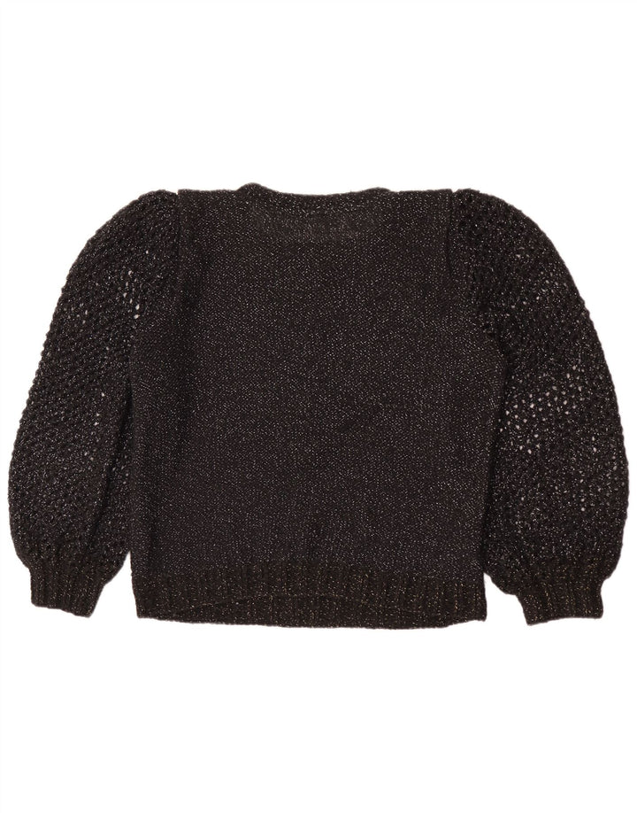 Vintage γυναικείο πουλόβερ με λαιμόκοψη UK 12 Medium μαύρο